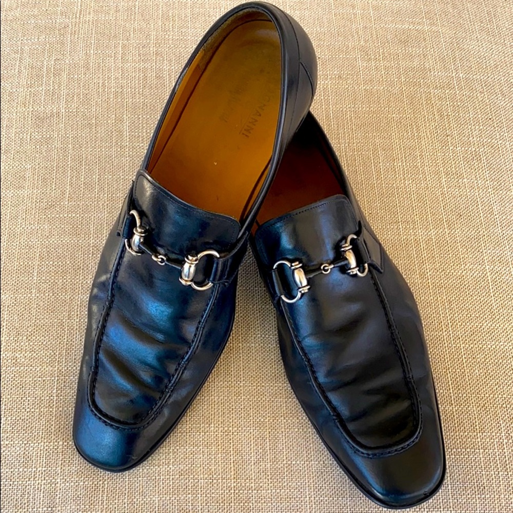 Magnanni Black Italian Leather slip on shoes